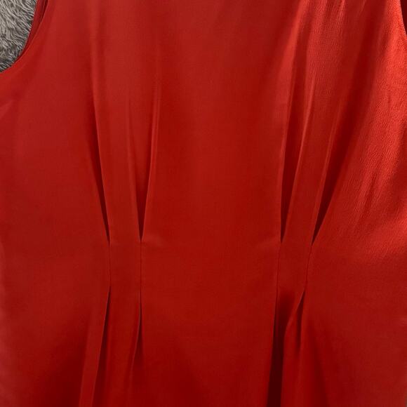 Anna and Frank Button Up Sleeveless Silk V-Neck Fitted Blouse Top Women L Orange - Picture 6 of 7